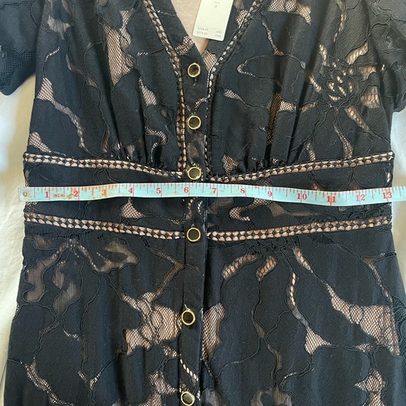 NWT By Anthropologie Ophelia puff-sleeve black and nude dress - Picture 10 of 12